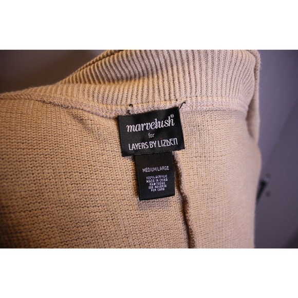 Marvelush For Layers By Lizden Cocoon Sweater Cardigan Tan Beige M/L - Picture 3 of 3